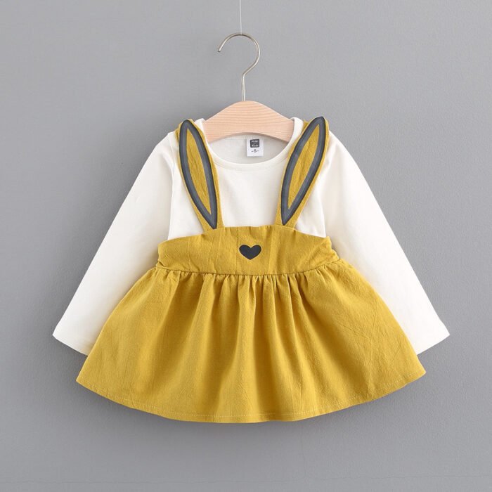 2021 autumn new Korean children's clothing, girls cute rabbit dress, baby baby princess dress 916 - Image 3